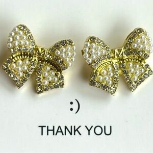 Small bow rhinestone earrings